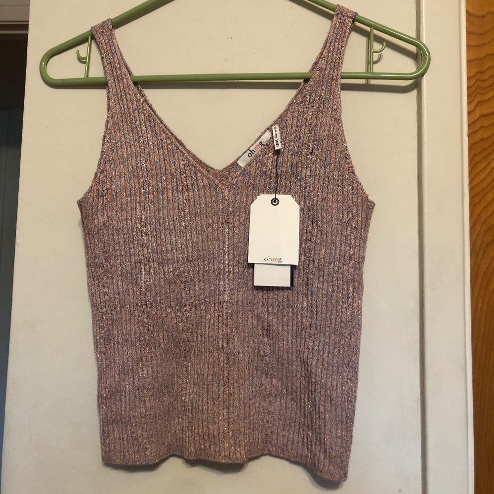 NWT Junior's Metallic Sweater Tank Top Cami-XS